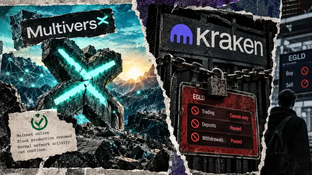 MultiversX resumes blocks while Kraken bars new EGLD trades MultiversX resumes blocks while Kraken bars new EGLD trades
